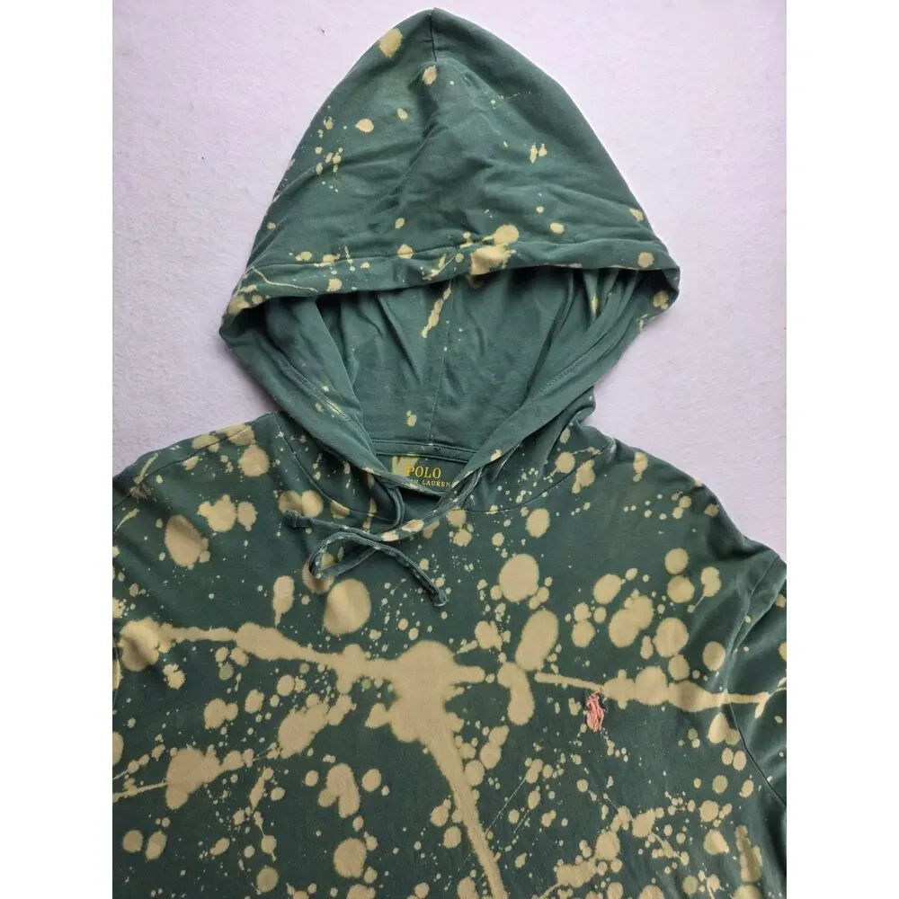 Polo Ralph Lauren Green Tie Dye Long Sleeve Pullover Hoodie Size Large